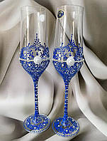 Синие свадебные бокалы "Шах"