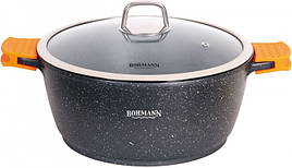 Каструля з антипригарним покриттям Bohmann BH 7350-32 MRB з подвійним дном з литого алюмінію каструля з кришкою