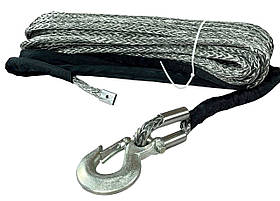 Трос синтетичний (кевларовий) на автомобільну лебідьку 26000lbs (12000кг 28м 12мм) зі знімним гаком