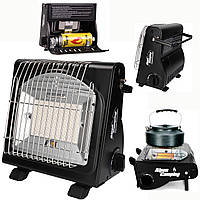 Портативний газова плита 2в1(функція обігрівач) Alpen Camping 1.7 кВт  + Перехідник на великий балон
