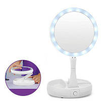 Настольное круглое косметическое зеркало с LED подсветкой My Fold Away и