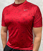 Мужская спортивная футболка Nike красная тренировочная полиэстер
