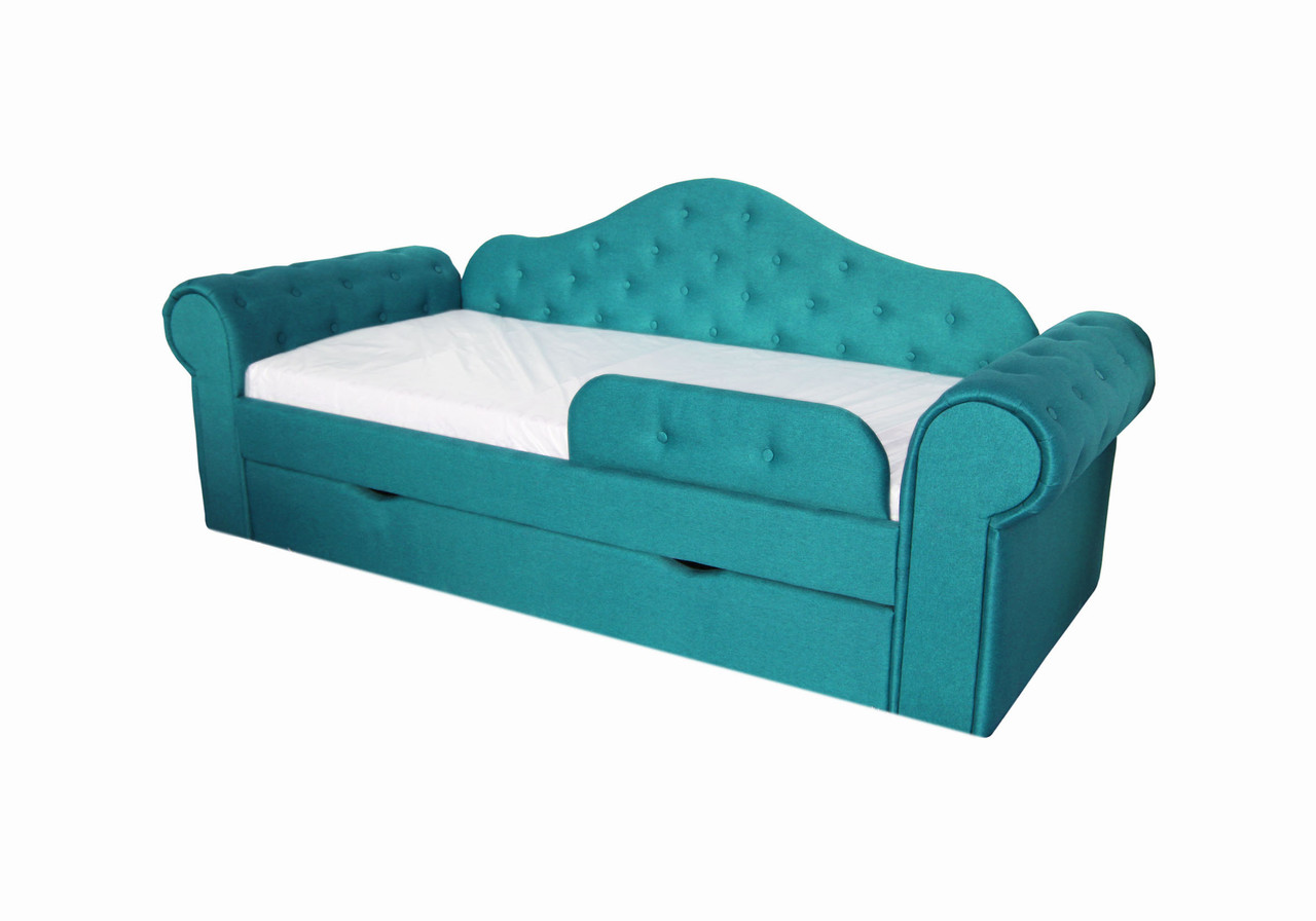 Дитяче односпальне ліжко-диван з шухлядою та захисним бортиком MELANI 170*80 см, безкоштовна доставка
