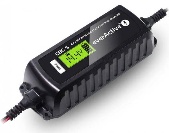 Зарядний пристрій everActive CBC-5 6V/12V 3.8 A LCD, для автомобільних акумуляторів, фото 1