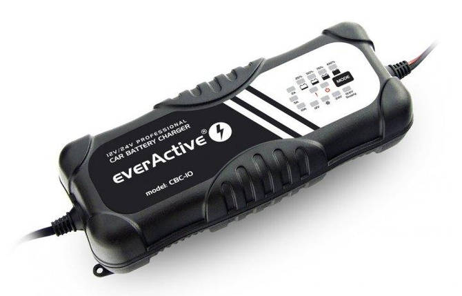 Зарядное устройство everActive CBC-10 v2 12V/24V 2-10A LED, для автомобильных аккумуляторов, фото 1