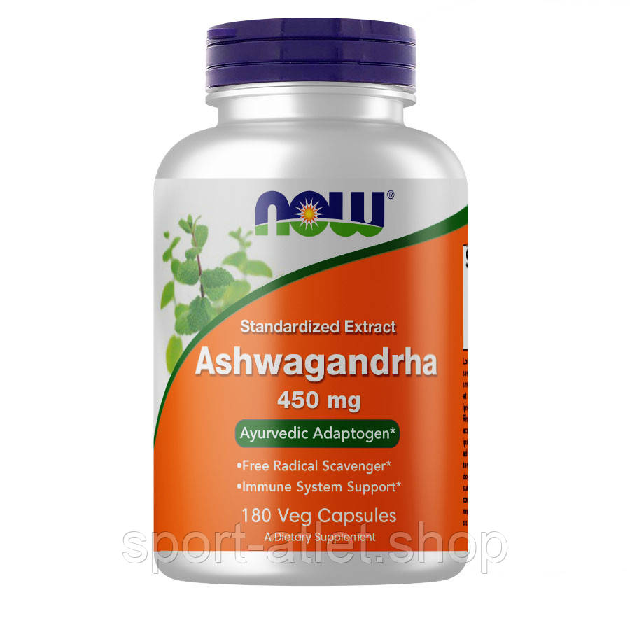 Натуральна добавка NOW Ashwagandha 450 mg, 180 вегакапсул, фото 1