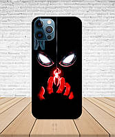 Матовый Чехол iPhone 13 Mini Человек паук черный с принтом