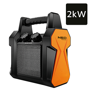 Теплова гармата електрична Neo Tools 2кВт 20м кв 139м куб/год керамічний нагрів. елемент (PTC) переносна чорний