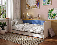 Детская односпальная кровать с велюровой боковиной и ящиком Valencia 190*80 см, бесплатная доставка.