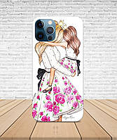Матовый Чехол iPhone 13 Mini Мама и дочь с принтом