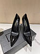 Жіночі чорні туфлі YSL Opyum Pumps на фігурному золотом-підборі шкіра туфлі Yves Saint Laurent Ів Сен Лоран, фото 9