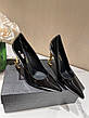 Жіночі чорні туфлі YSL Opyum Pumps на фігурному золотом-підборі шкіра туфлі Yves Saint Laurent Ів Сен Лоран, фото 8