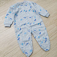 80 8-10 місяців (86) теплий трикотажний комбінезон чоловічок для малючків на байці з начосом футер 8003 СРА