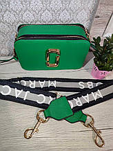 Жіноча сумка Marc Jacobs зелена, тканинний ремінь 21*13 см, 931013