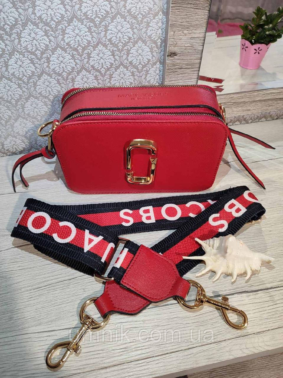 Жіноча сумка Marc Jacobs червоний, тканинний ремінь 21*13 см, 931014