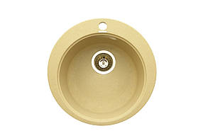 Кругла кухонна мийка Granitika Round R454520 беж 45х45х20, фото 3