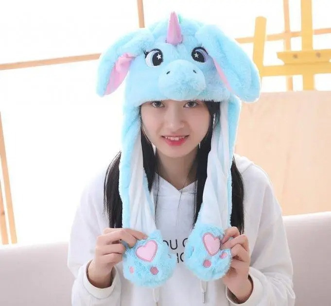Шапка що світиться Pikachu Toys Soft With Led з вушками Блакитний