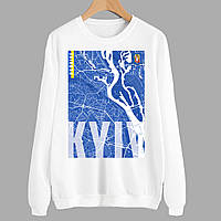 Світшот білий з патріотичним принтом "Міста України. Київ. Kyiv" Push IT