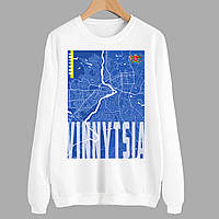 Світшот білий з патріотичним принтом "Міста України. Вінниця. Vinnytsia" Push IT