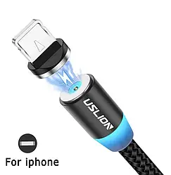 USB — Lightning для iPhone, iPad кабель із магнітним конектором 360° і LED-індикацією 2.4 А 1 м