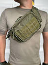 Тактична нагрудна поясна сумка бананка ARMORBAG зелена олива на пояс з MOLLE, фото 2
