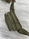 Тактична нагрудна поясна сумка бананка ARMORBAG зелена олива на пояс з MOLLE, фото 5