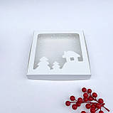 Коробка для пряника, 200*200*30 мм, з вікном "Будиночок", біла, фото 5