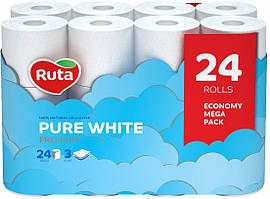 Туалетний папір Ruta Pure White, тришаровий (24шт.)