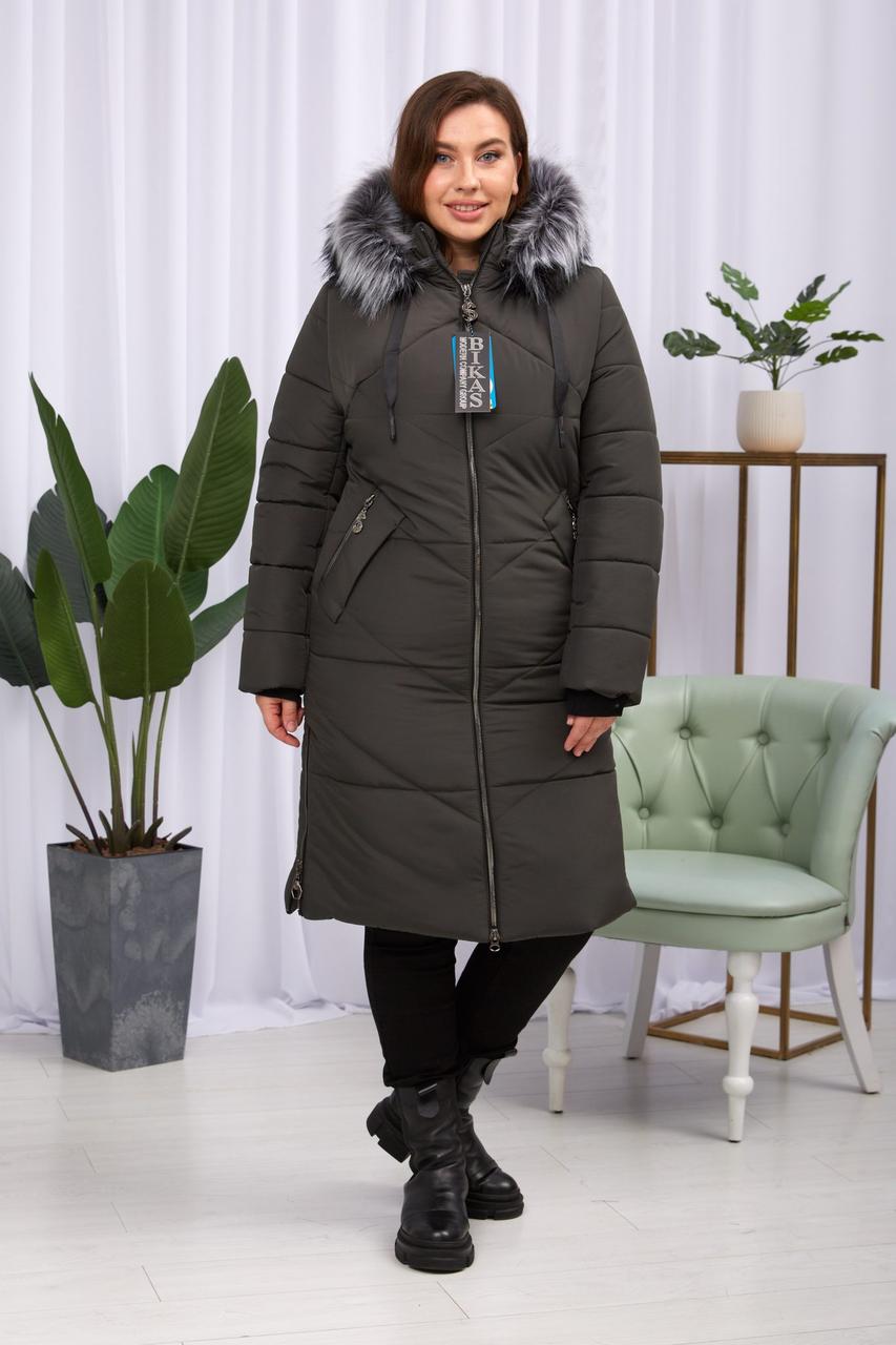 Жіночий теплий пуховик на тінсулейті, великі розміри., фото 1