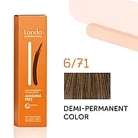 Тонуюча безаміачна фарба для волосся Londа Demi-Permanent Color 6/71 темный блонд коричнево-пепельный 