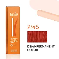 Тонуюча безаміачна фарба для волосся Londа Demi-Permanent Color 7/45 блонд медно-красный 