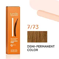 Тонуюча безаміачна фарба для волосся Londа Demi-Permanent Color 7/73 блонд коричнево-золотистый 