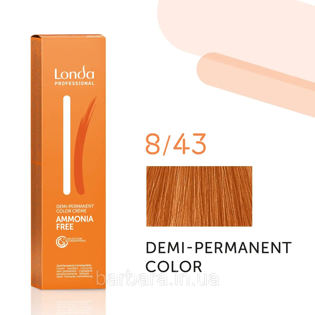 Тонуюча безаміачна фарба для волосся Londа Demi-Permanent Color 8/43 светлый блонд медно-золотистый