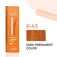 Тонуюча безаміачна фарба для волосся Londа Demi-Permanent Color 8/43 светлый блонд медно-золотистый 