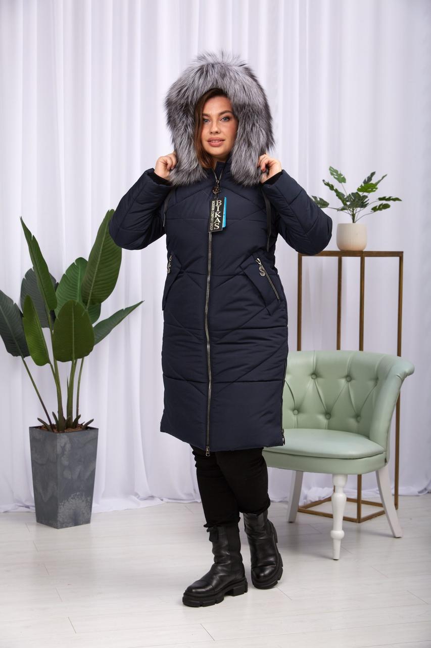 Жіноча зимова довга куртка з натуральною чорнобуркою Finland., фото 1