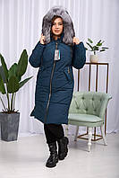 Зимняя женская длинная куртка с натуральной чернобуркой Finland. Бесплатная доставка.