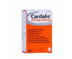 Кардаліс 2.5 мг/20 мг Cardalis при серцевій недостатності у собак, 30 таб
