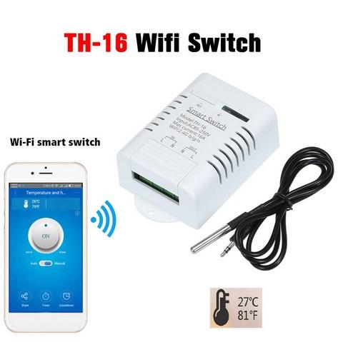 TH-16 RF Смарт Wi-Fi перемикач, сумісний із Sonoff&EWeLink 16A/3000W датчик температури