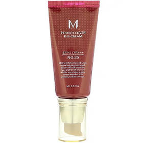 BB-крем, SPF 42 PA+++, відтінок 25 теплий бежевий, M Perfect Cover Missha, 50 мл