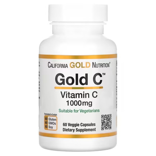 Вітамін С - 1000 мг. California Gold Nutrition 60 рослинних капсул