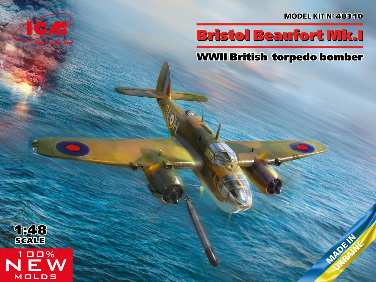 Bristol Beaufort Mk.I. Збірна модель британського бомбоварника-торпедоносця в масштабі 1/48. ICM 48310
