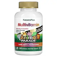 NaturesPlus, Animal Parade Gold, дитячі мультивітамінами та мікроелементами, асорті смаків, 120 таблеток