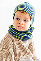 Набір шапка + хомут синьо-зелений для хлопчика "Джейкоб" (46 см.) Дембохауc