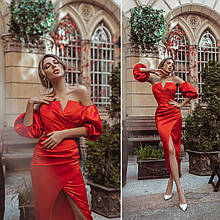 Жіноча корсетна сукня зі знімними рукавами Люкс червона (різні кольори) XS S M L
