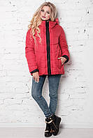 Модная свободная женская куртка деми 44-56 размера красная 46