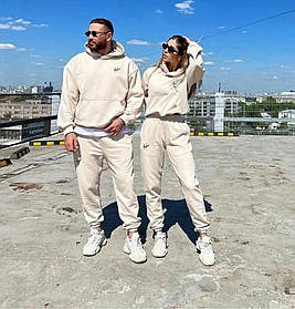 Чоловічий теплий бежевий спортивний костюм на фрізі
