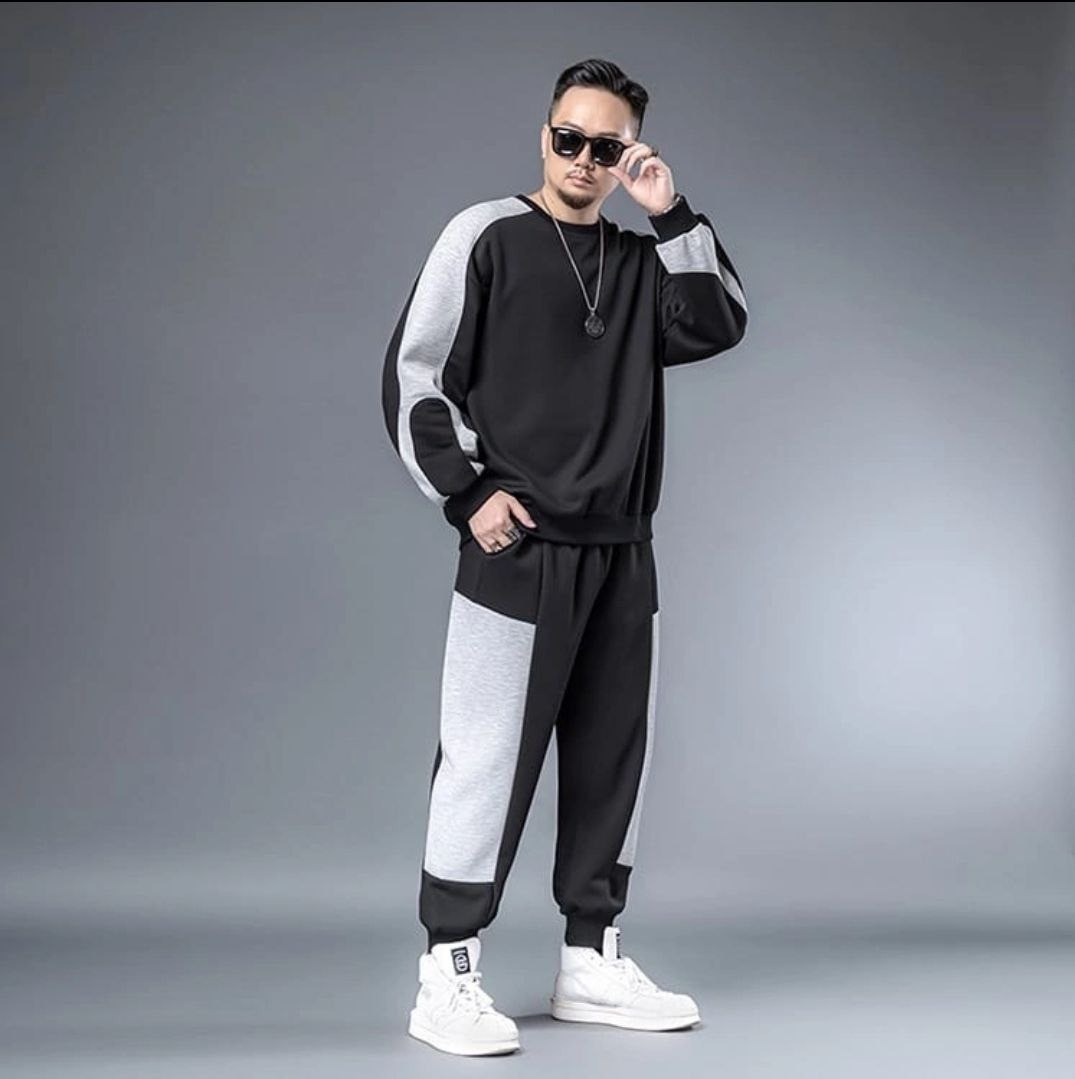 Чоловічий чорно-серий спортивний костюм OVERSIZE