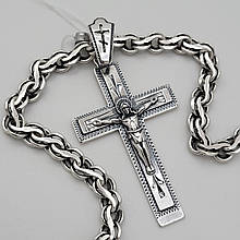 Комплект срібний ланцюжок Струмок з хрестом срібло 925 проба ланцюг хрест