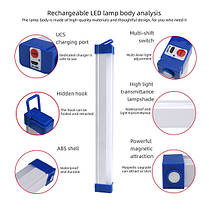 USB LED лампа аварійна, 32 см, з сонячною панеллю, магнітами та підвіскою, фото 4