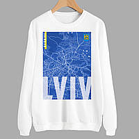 Світшот білий з патріотичним принтом "Міста України. Львів. Lviv" Push IT